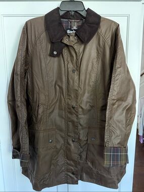 Barbour NEW Woman’s Beadnell Waxed Cotton Jacket Size 14 Bark Color $398 MSRP